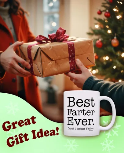 Miniatura 2 de Regalo de cumpleaños para papá, taza de café/té con la leyenda "Best Farter Ever Oops Mean Father", Blanco 11oz White