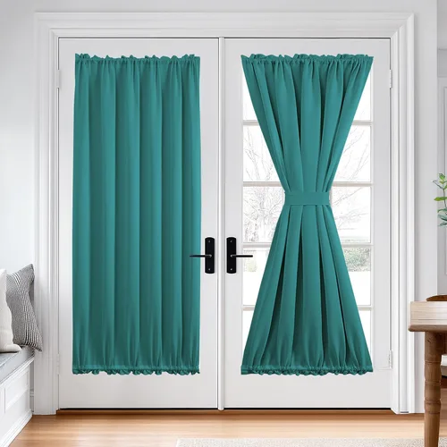 Miniatura 21 de Cortina térmica para puerta con bolsillo para barra, opacas, tratamiento de ventanas con ojales y ojales Deconovo 1 panel