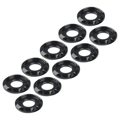 Miniatura 12 de Arandela de titanio M5 M6 M8 M10 arandela espaciadora para motocicleta automóvil decorativa paquete de 10 (M5, negro)
