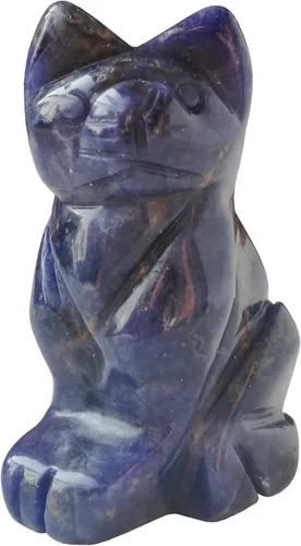 Miniatura 6 de 2 piezas de cristales de labradorita negra natural y piedras curativas, figuras de gato de la suerte talladas en bolsillo, coleccionables de 1.5