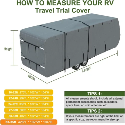 Miniatura 8 de Mofeez Travel Trailer RV Cover, Extra-Thick Upgraded 7 Layers for Camper Cover 16'-18' Windproof Waterproof Rip-Stop RV Covers with Adhesive Repair