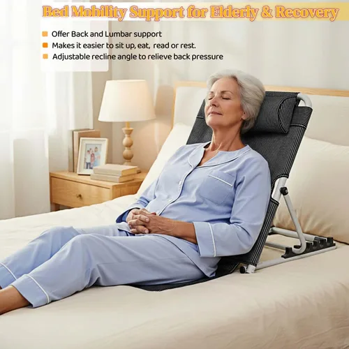 Miniatura 5 de Respaldo de cama ajustable – Soporte de respaldo de cama plegable elevador, asiento de lectura, playa, cuña plegable de 6 grados para personas