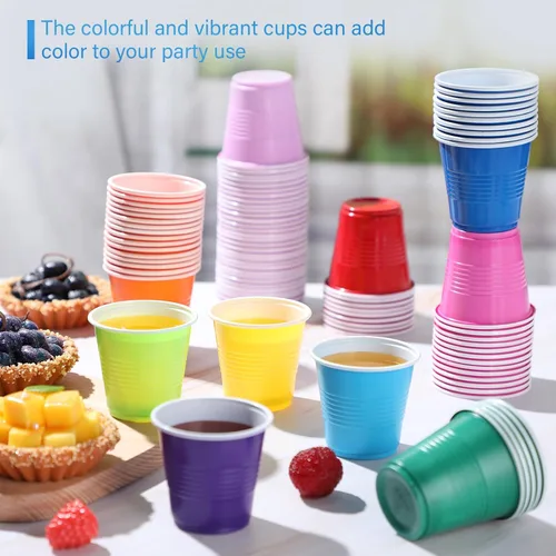 Miniatura 4 de Eaasty Paquete de 500 vasos de plástico de 3 onzas a granel desechables para baño, vasos de plástico coloridos, vasos de plástico para fiestas