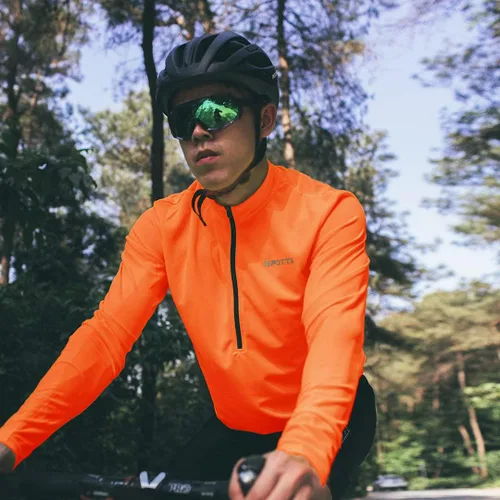 Miniatura 7 de Spotti Playera de mangas largas para ciclismo, para hombre. Remera para ciclismo, transpirable y de secado rápido.