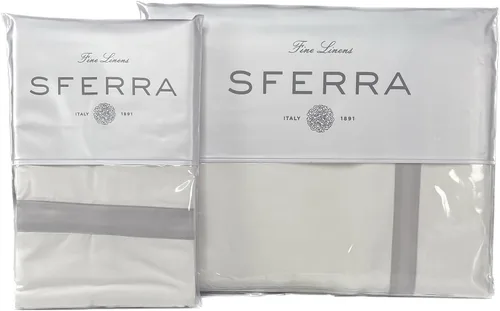 Miniatura 10 de Sferra Estate Collection - Juego de sábanas 100% percal de algodón de fibra larga de 200 hilos con apliques satinados, refrescante, suave
