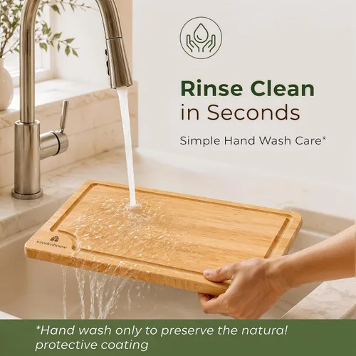Miniatura 7 de Juego de 3 tablas de cortar de bambú con soporte, tablas de madera duraderas para cocina, cortar y servir, ecológicas por Woodenhouse