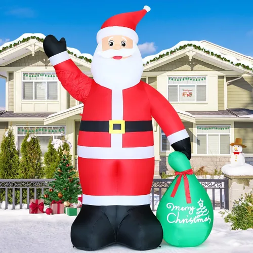 Miniatura 2 de GOOSH 3.14 m San Nicolás inflable de Navidad con movimiento, decoración de Santa Claus de Navidad al aire libre con bolsa de regalo y mano animada