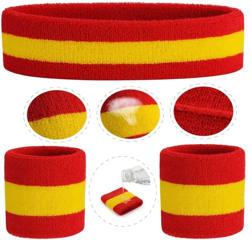 Miniatura 111 de ONUPGO - Conjunto de diadema y muñequeras deportivas para el sudor, hechas de algodón con bucles, muñequeras, contra humedad