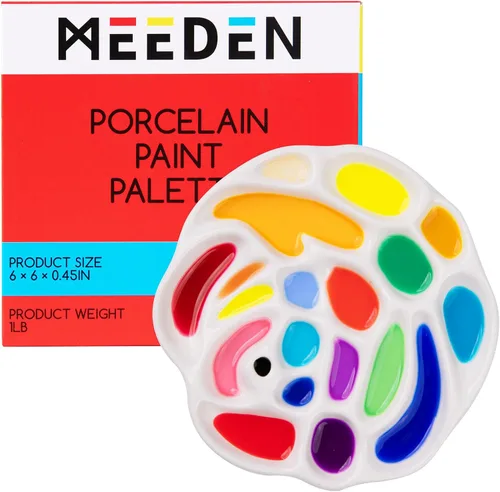 MEEDEN Paleta de la pintura de la porcelana, bandeja de mezcla de cerámica de la paleta de la acuarela, diseño en forma de rosa