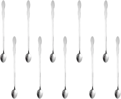 Miniatura 21 de Juego de 8 cucharas mezcladoras de acero inoxidable con mango largo de 7.9 in para café, batidos, jugos, cócteles
