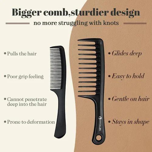 Miniatura 6 de HYOUJIN Cepillo de paleta desenredante de dientes anchos, color negro, el mejor peine de peinado para cabello rizado, húmedo y largo Verde