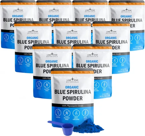 Polvo de espirulina azul orgánico, 100% puro superalimento de algas azul-verdes, colorante alimentario natural para batidos y bebidas proteicas, sin