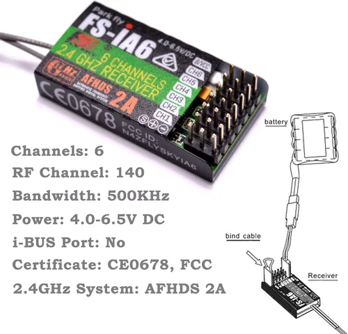 Miniatura 2 de YoungRC Flysky FS-iA6 Receptor 2.4G 6CH Receptor de control remoto con doble antena compatible FS-i4 i6 i10 GT2E GT2F GT2G Transmisor RC210