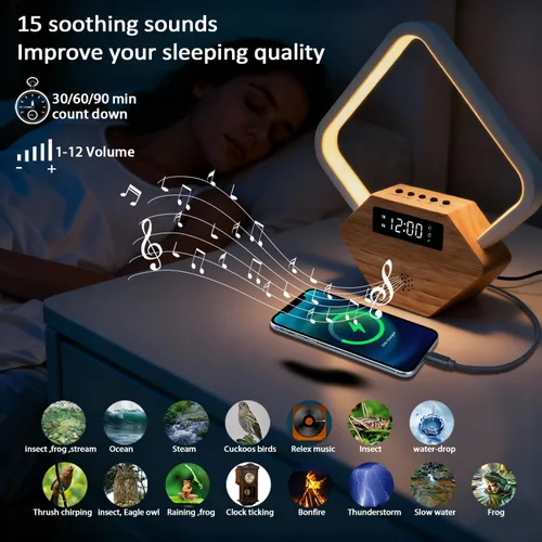 Miniatura 2 de Reloj despertador Sunrise con máquina de sonido de ruido blanco para dormir, 15 sonidos relajantes y repetición con temporizador, lámpara