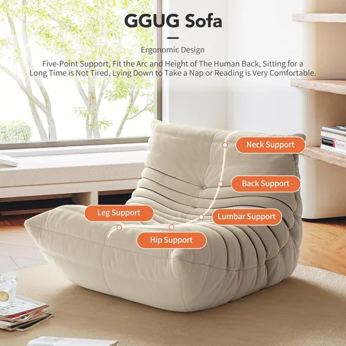 Miniatura 10 de Puf Togo sin comprimir de alta gama para adultos, sofá de espuma viscoelástica con tela suave, cómodo sillón de sala junto a la chimenea para sala