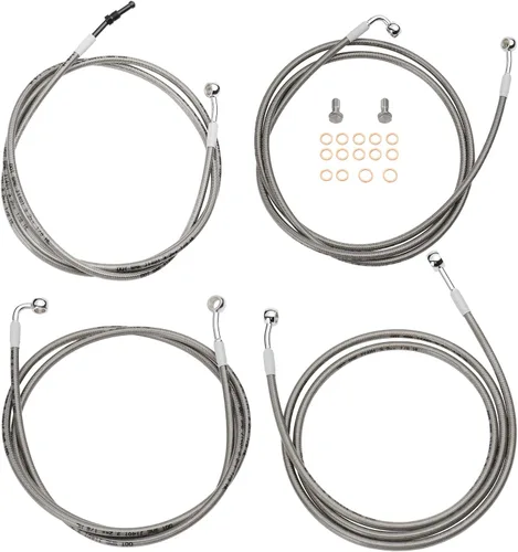MoKitDora Kit de cables de manillar de 14 a 16 pulgadas, líneas de freno y cables de embrague para modelos Harley Touring Road King Electra Street