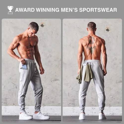 Miniatura 4 de Born Tough Pantalones deportivos de entrenamiento para hombre, cónicos para fisicoculturismo, gimnasio, pantalones deportivos con bolsillos