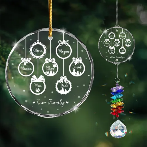 Miniatura 39 de Adorno de cristal con foto personalizada 2026 – Adorno de Navidad familiar personalizado, nombre personalizado, foto, fecha, recuerdo del día