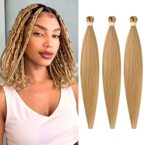 Miniatura 50 de Cabello trenzado verde azulado preestirado, hipoalergénico, sintético, color azul aguamarina, para trenzas y giros, extensiones de cabello largo