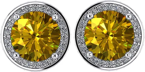 Aretes redondos de plata de ley de 0.256in, circonita pura brillante y piedras preciosas simuladas, Oro rosa Plata de ley Gema Piedra Diamante