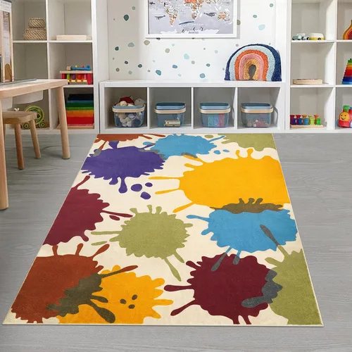 Miniatura 7 de STARUIA Alfombra de Área Colorida, Alfombra de Aula de 5'x7' para Niños, Alfombras Lavables con Salpicaduras de Pintura para Sala de Juegos, Tinta