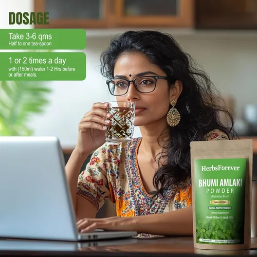 Miniatura 6 de HerbsForever Bhumi Amalaki Powder Phyllanthus Niruri Hierba ayurvédica para el bienestar, desintoxicación y vitalidad Sin OMG, vegano, sin