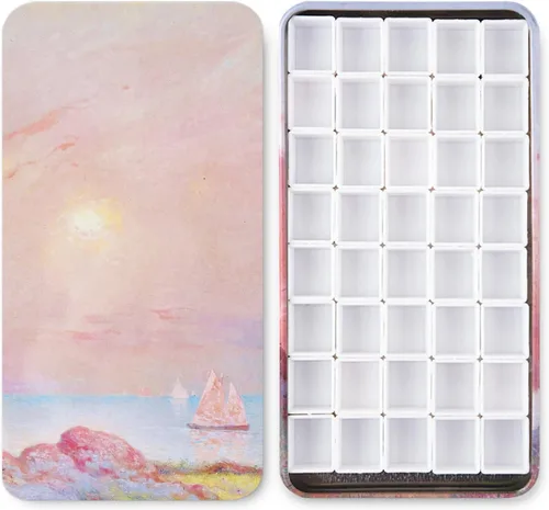 Miniatura 17 de Caja de lámina de viaje para paleta de acuarelas con 40 recipientes vacíos con tira de imán Margarita