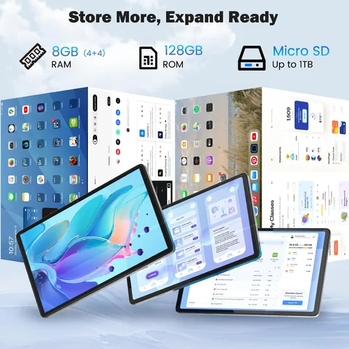 Miniatura 4 de Tablet Android 14, tableta de 10.1 pulgadas, procesador A523 Octa Core, 8GB+128GB+1TB Expandir tabletas de computadora, batería de 6000mAh, pantalla