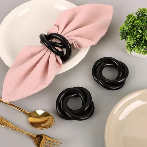 Miniatura 6 de Juego de 12 Servilleteros de Madera de Tres Anillos - Abrazaderas Portaservilletas para Decoración de Mesa de Comedor - Anillos Rústicos Modernos