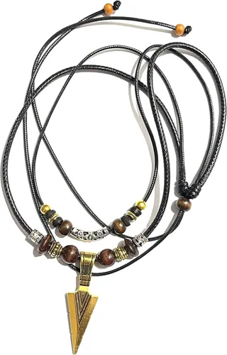 Miniatura 18 de Collar de doble capa con colgante de acero inoxidable para hombre, collar de cadena con colgante de punta de lanza fresca