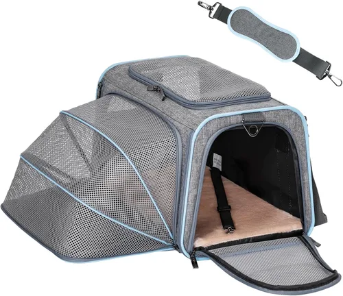 Miniatura 15 de Petsfit Transportador Expandible para Conejos Transportador para Gatos Pequeños Aprobado por Aerolíneas, 16X10X9 Pulgadas Bolsa de Viaje Portátil