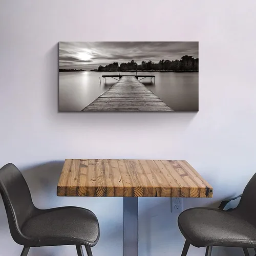 Miniatura 2 de Color Play Lienzo decorativo para pared del muelle del lago: pintura de paisaje de la naturaleza, escena moderna de muelle, impresión, fotografía