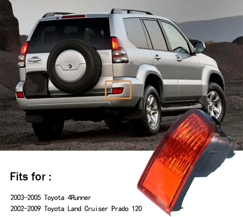 Miniatura 2 de Reflector de parachoques trasero para Toyota 4Runner 2003-2005 Toyota Land Cruiser Prado 120 (lado del pasajero)