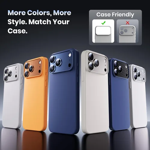 Miniatura 6 de Hoerrye Protector de Lente de Cámara para iPhone 17 Pro - [12 Pies Antirrotura Grado Militar] [Fuerte Adsorción] Metal 9H+ Pantalla de Cámara