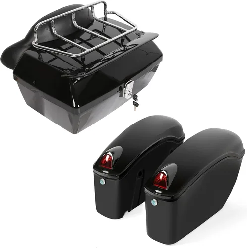 Miniatura 2 de ECOTRIC - Alforjas rígidas extendidas de 5 pulgadas para maletero, compatibles con todos los modelos Harley Davidson Road King Glide Softail Touring