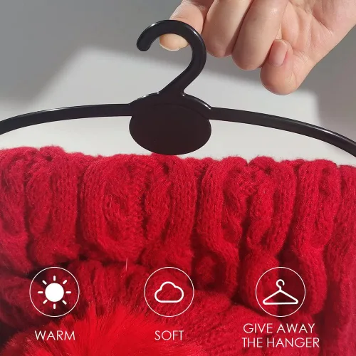 Miniatura 6 de OLizee Conjunto de bufanda y mitones de invierno para mujer, gorro de punto de calavera con pompones de piel sintética