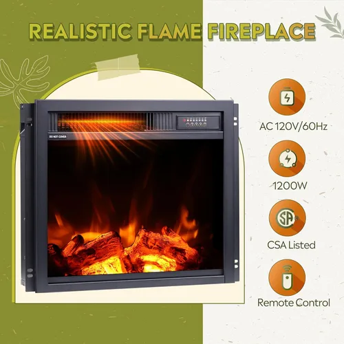Miniatura 4 de WLIVE Soporte de TV con chimenea para TV de 55 y 65 pulgadas, centro de entretenimiento de mediados de siglo con chimenea eléctrica, consola de TV
