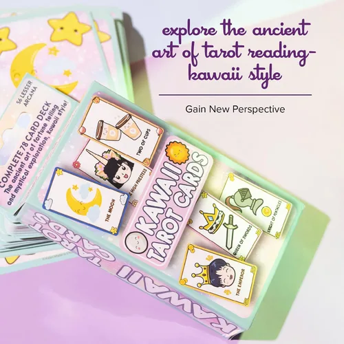 Miniatura 2 de Lindas cartas de tarot Kawaii para principiantes - Baraja mágica de anime Oracle para adolescentes Afirmación