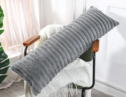 Miniatura 2 de PANOD Funda de Almohada Extra Larga de Pelo Sintético 12x40, Almohada de Gato Suave para Cama, Fundas Decorativas de Almohada Lumbar Boho, Funda