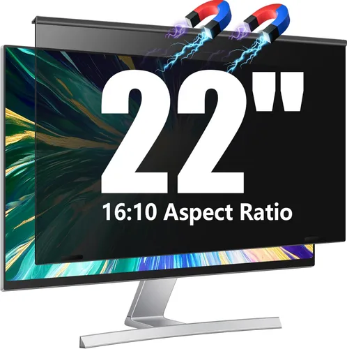 Filtro magnético de pantalla de privacidad para computadora de 22 pulgadas para monitor de pantalla ancha 16:10, 22 pulgadas para colgar extraíble,