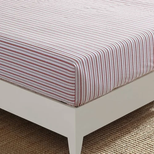 Miniatura 10 de Nautica Sábana bajera ajustable de tamaño individual, ropa de cama de percal de algodón crujiente, sábana ligera y transpirable, bolsillo profundo