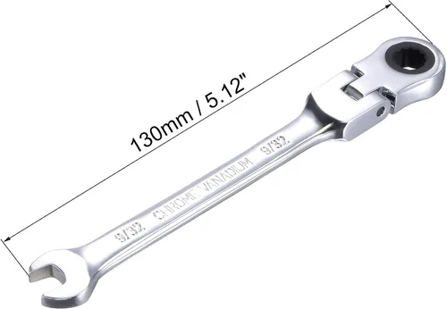 Miniatura 2 de uxcell Llave combinada de trinquete de cabeza flexible de 9/32 pulgadas SAE 72 dientes 12 puntos de trinquete de caja terminada herramientas