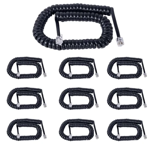 Miniatura 10 de Cable para teléfono celular, paquete de 5 unidades de 6.5 pies sin enrollar/1 pie en espiral para teléfono fijo cable 4P4C, accesorio de teléfono