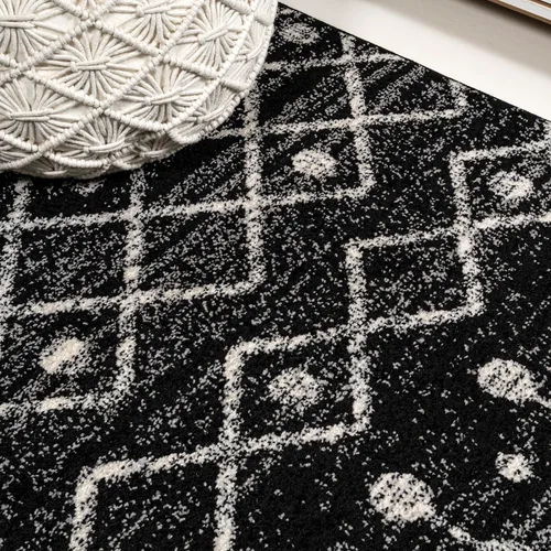 Miniatura 6 de JONATHAN Y Aksil - Alfombra marroquí Beni Souk negro/crema, 2 x 8 pies, bohemio, escandinavo, fácil limpieza para sala de estar, dormitorio, cocina