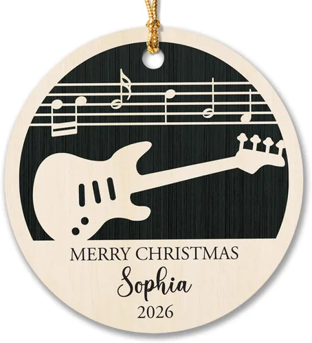 Miniatura 16 de Adorno de Navidad de instrumento musical de acordeón, nombre personalizado y adorno de año para acordeonista, regalo de profesor de música