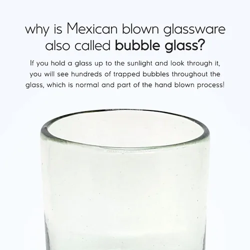 Miniatura 3 de Clear Blown - Juego de 6 vasos de 10 onzas, cristalería mexicana hecha a mano, vidrio reciclado, sin plomo ni toxinas (mezclador)