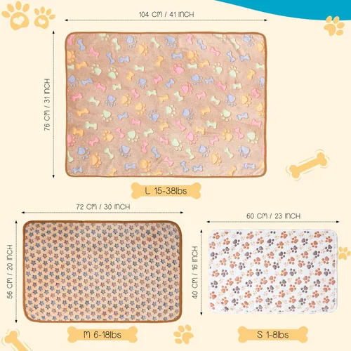 Miniatura 8 de Tatuo 12 mantas para perros de 16 x 24 pulgadas, súper suaves y cálidas, tapete para dormir para gatos, mantas de vellón mullido con bonitos