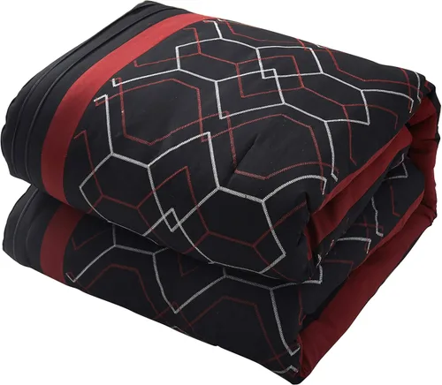 Miniatura 3 de Grand Avenue Juegos de cama con diseño geométrico negro/rojo, tamaño Queen con edredón, 7 piezas, funda de almohada, falda de cama, almohada