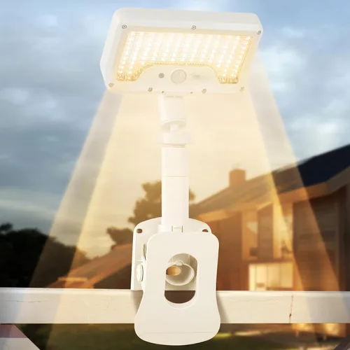 Miniatura 11 de Luces solares con clip para exteriores con sensor de movimiento, luces de valla solares ajustables verticalmente y giratorias en 360° con 92 LEDs