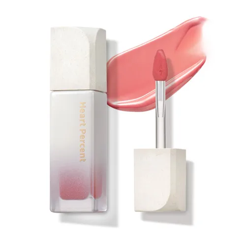 Heart Percent Dote On Mood - Tinte puro brillante, acuoso y ligero, hidratante para labios, lápiz labial líquido de larga duración, 0.26 onzas, #01,